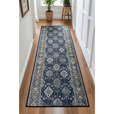Tapis de couloir antibactérien bleu antidérapant par Feet