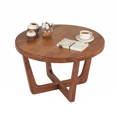 Noreda Round Wood Cocktail Table, Mid-Century Modern & Walnut Wood by Red Barrel Studio