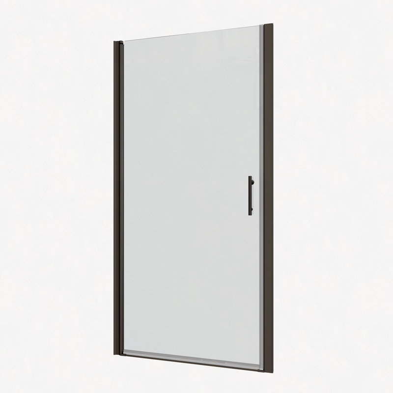 3/8"Adjustment,Universal Shower Door, Open Outside, With 1/4" Tempered Glass 32*72, Matte Black