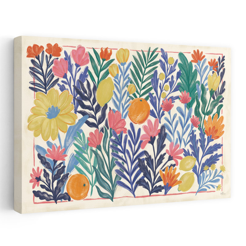 Chypre I - art floral floral d'agrumes bleus, H 36 po x l 48 po