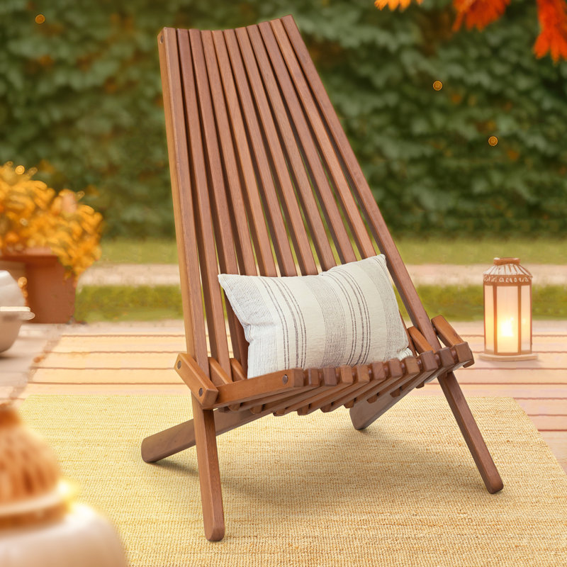 Jahvion Eucalyptus Wooden Folding Portable Adirondack Chair, Weather Resistant, No Assembly, Natural