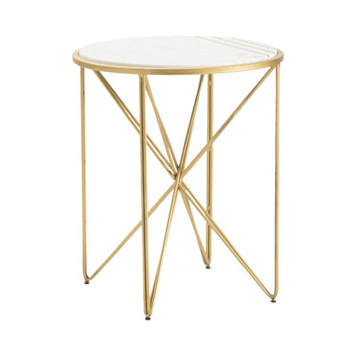 Table de bout en marbre avec pieds croisés