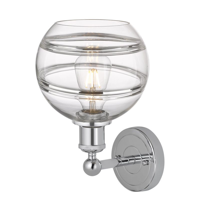 Applique murale 8 lumières Edison Bienes, Transparent, H 12,13 po x l 8 po x P 8,5 po, Chrome poli