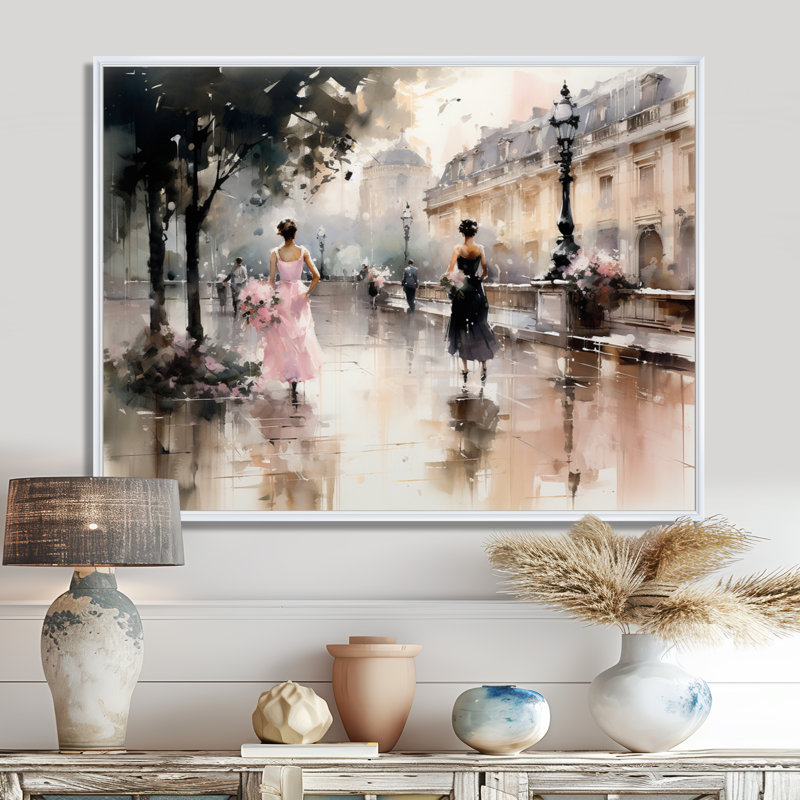 Fashion Impressionist Elegance I - Print, Floater Framed Print, 30" H x 40" W, White