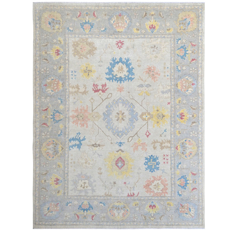 Tapis rectangulaire en laine noué à la main