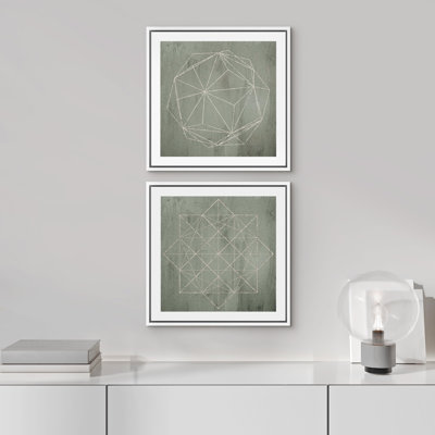 " Green Geometric Polygons Abstract Shapes " 2 - Pieces