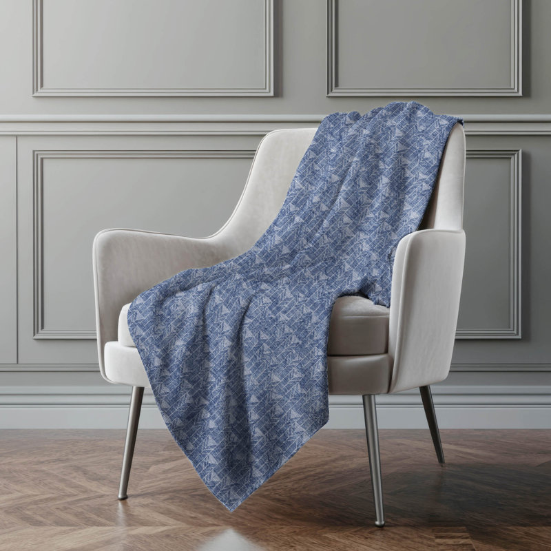 Jeté en sherpa Addison, Motif géométrique ‑ bleu marine