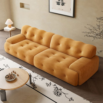 Modern suede straight-row sofa
