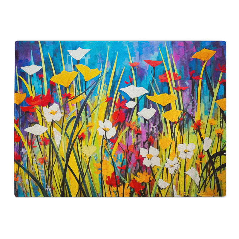 Wildflowers Constructivism  Glass Chopping Board