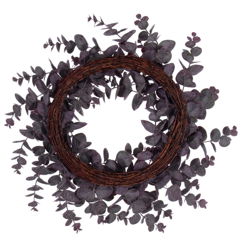 24'' Burgundy Spiral Eucalyptus Artificial Outdoor Wreath
