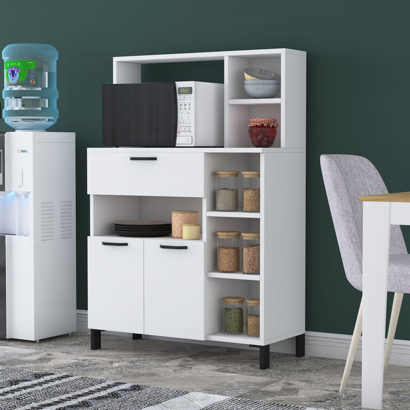 Armoire polyvalente polyvalente, blanche, 35,4 x 52,7 x 15,6 pouces | 100% panneau de particules enduit de mélamine, épaisseur: 0,7 pouce | Conception murale avec de nombreuses tablettes pour un rangement supplémentaire, parfait pour la maison et le bu
