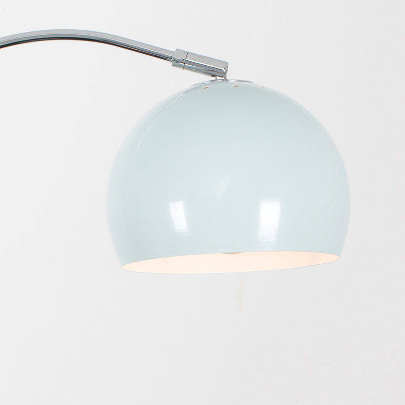 Derosier 152cm Arched Floor Lamp, Chrome, Pale Blue