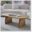 Table basse ovale de 47,24 pouces avec placage en bois massif, centre de table moderne en bois naturel pour le salon, design familial-579706888