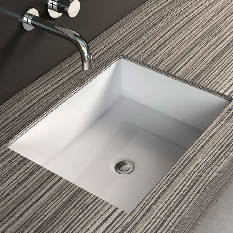 Cantrio Koncepts 15.625'' White Rectangular Bathroom Sink with Overflow