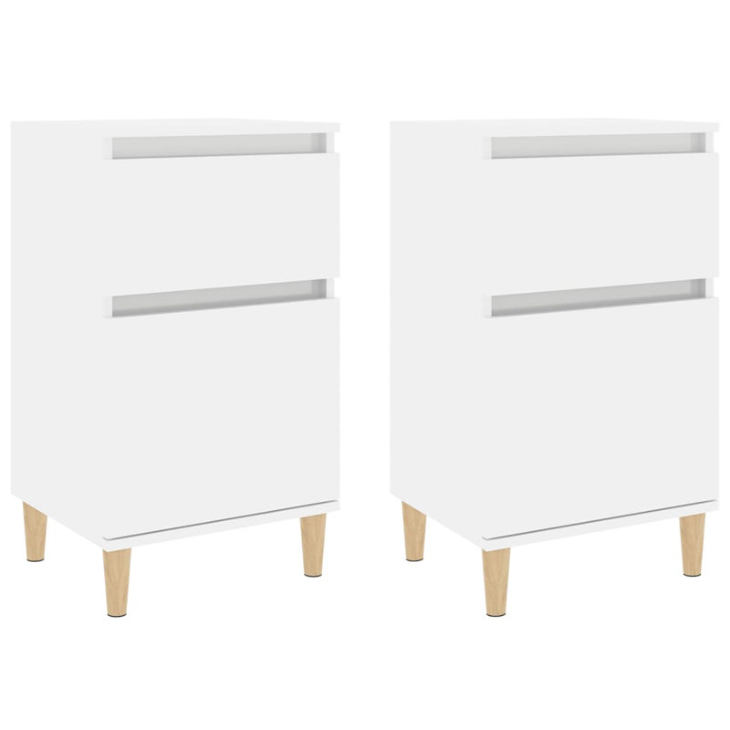 Giesen 40cm W Solid + Manufactured Wood Bedside Table, Beige, Set of 2