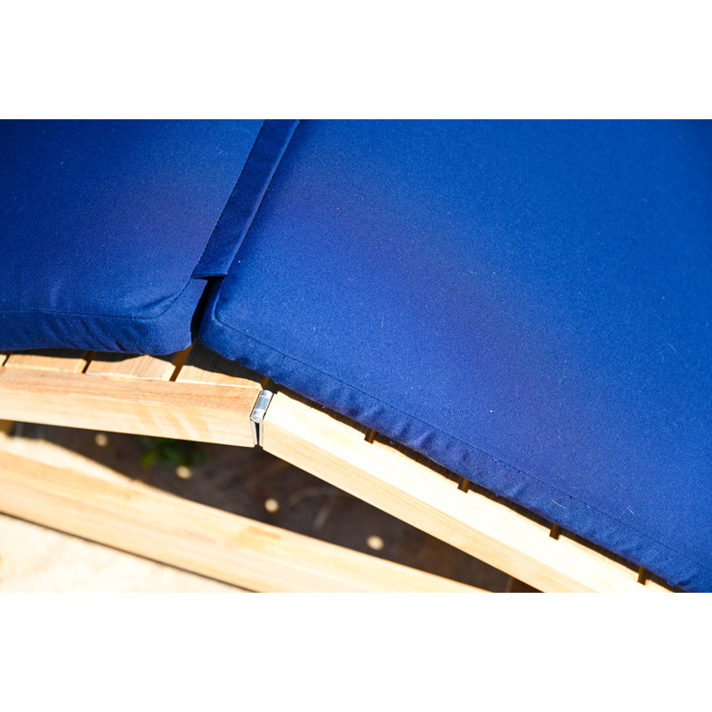 Quincy Outdoor Teak Chaise Lounge, Spectrum Indigo Sunbrella® Plainweave