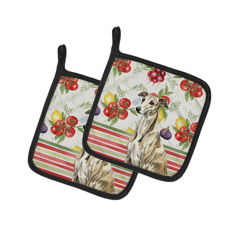 Paire de supports à casseroles Brindle Whippet