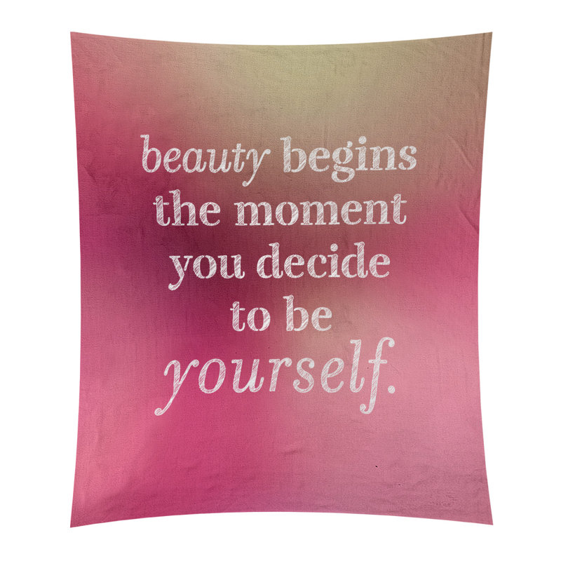 Tapisserie en polyester véritable citation beauté, H 60 po x l 51 po, Lueur rose