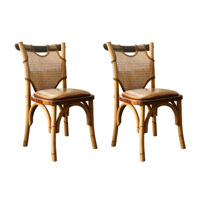 Retro Durable Natural Rattan Sponge Dining Chairs