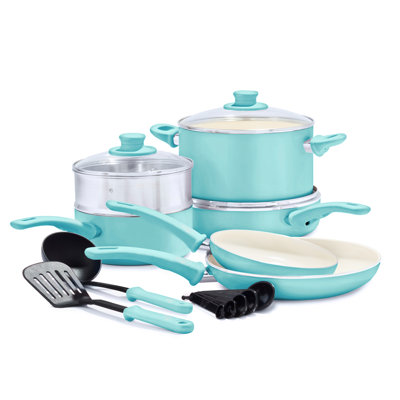 Batterie de cuisine antiadhésive en aluminium 12 pièces GreenLife