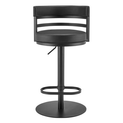 Judi Modern Industrial Swivel Metal Adjustable Height Barstool With Faux Leather Seat