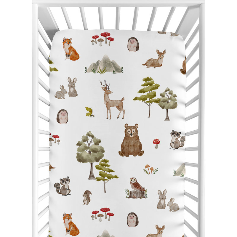 Drap-housse pour lit de bébé Watercolor Woodland Forest par Sweet Jojo Designs, Vert/brun/blanc