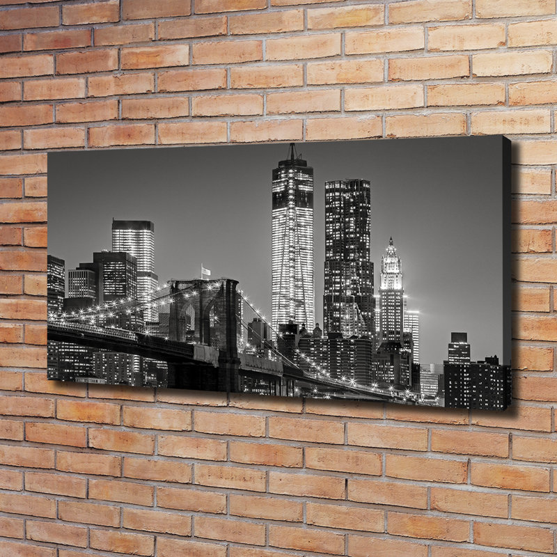 Manhattan By Night - Wrapped Canvas Print
