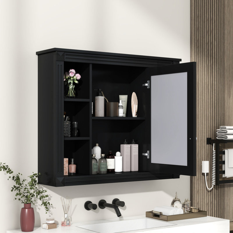 Unité de rangement de salle de bain 35 po x 28 po avec miroir - polyvalente, attrayante et murale