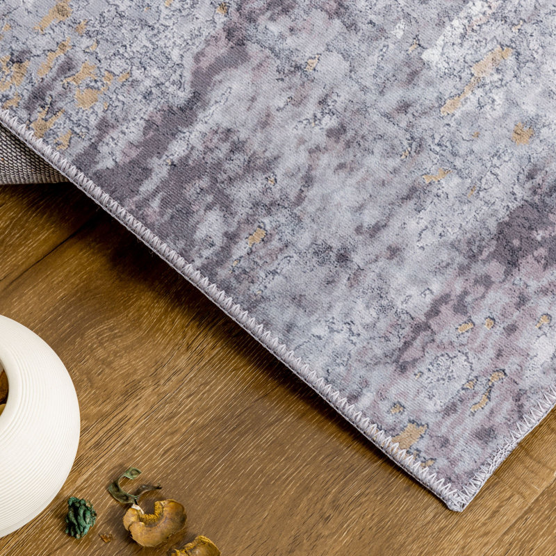 Tapis gris / ivoire / jaune Bliss, Tapis de couloir 2 pi 6 po x 8 pi