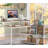 55-Inch L-Shaped Home Office Desk With Monitor Riser, Drawers, And Storage Shelves, Corner Computer Desk For Small Spaces, Farmhouse Writing Table, Beige & White Finish-1178365883