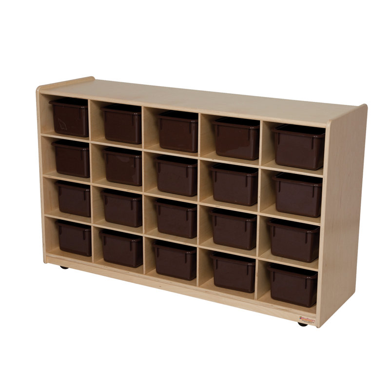 Natural Environments 20 Compartment Cubby with Bins, Natural, Yes, Chocolate