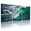 Ensemble de 3 tableaux sur toile représentant un surfeur sur une vague géante dans un océan déchaîné-751681276