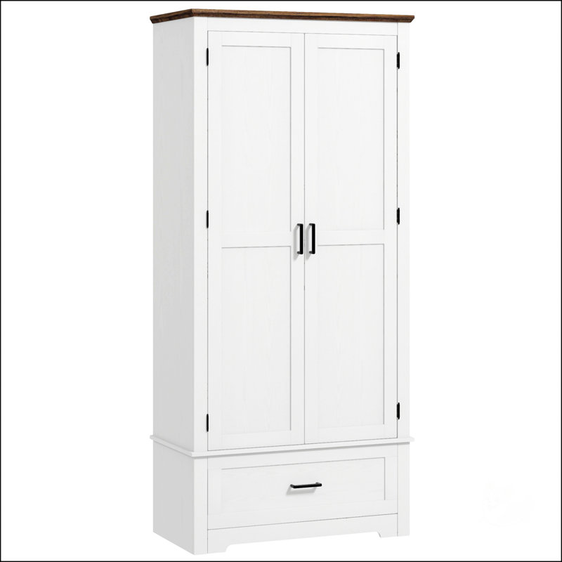 Armoire de rangement de 69 po de hauteur pour garde-manger, Blanc, crème