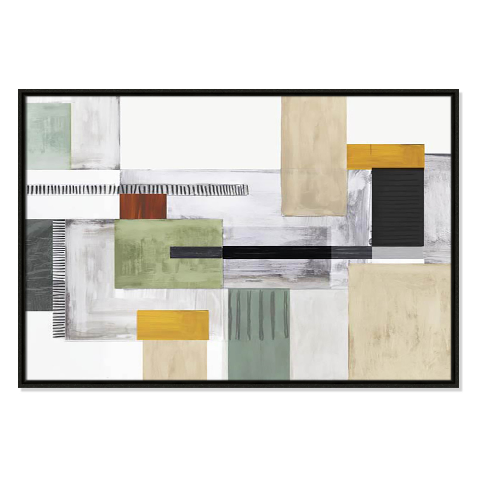 Playful Blocks Print by Tom Reeves, No Mat, Espresso Floater Framed, 25.5" H x 37.5" W x 2" D