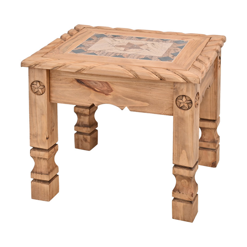 Table de bout rustique en pierre et étoile avec détails en corde
