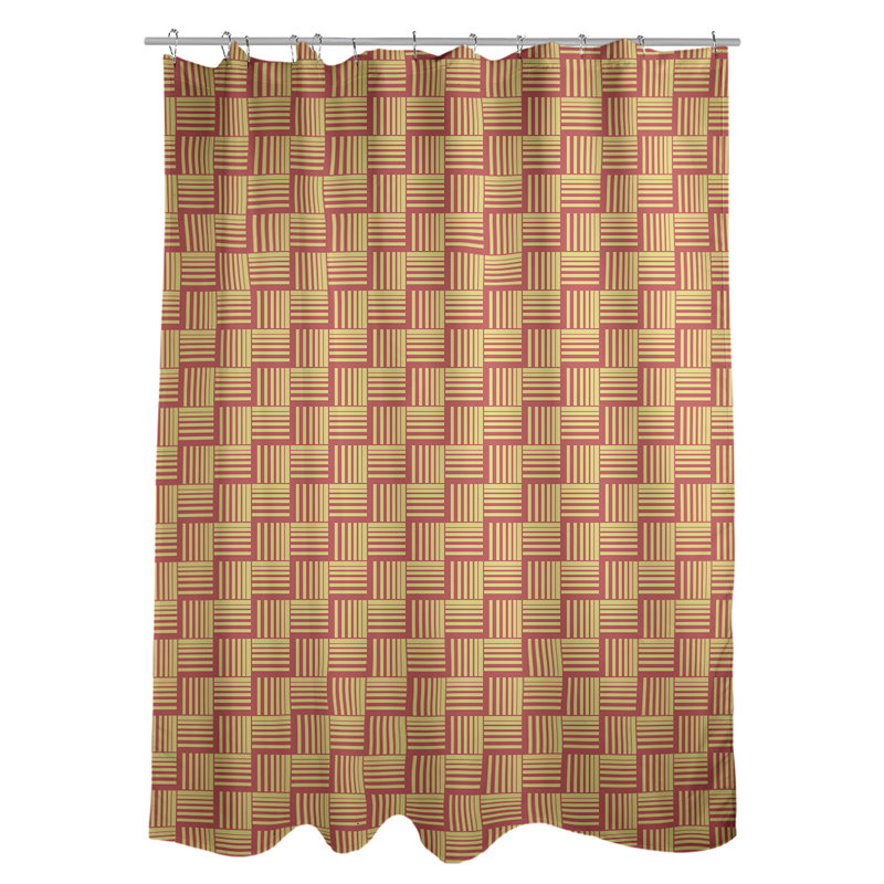 Rideau de douche simple basketweave rayures classic, Rouge / Jaune
