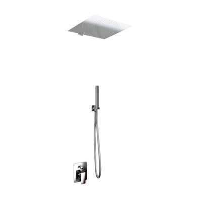 Shower Kit 2 Ways Shower Head Stainless Steel Slim 2 Mm + Shower Arm + Water Connection + Hose + Shower Head 40X40 Cm With Wall Arm