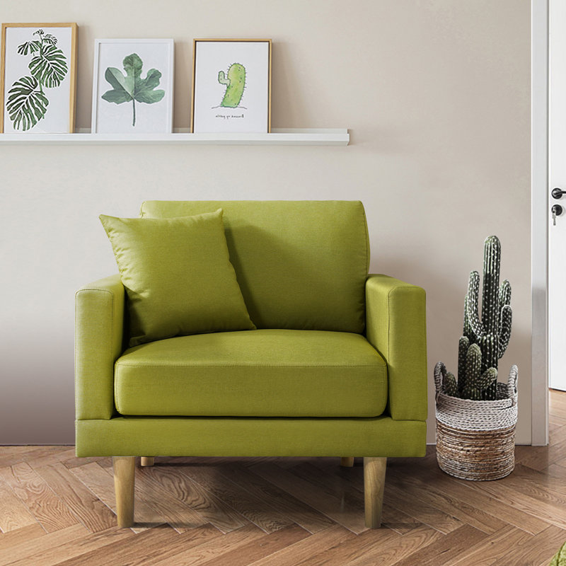 Fauteuil de 34 po de large Murnie, Mélange de polyester vert jaunâtre