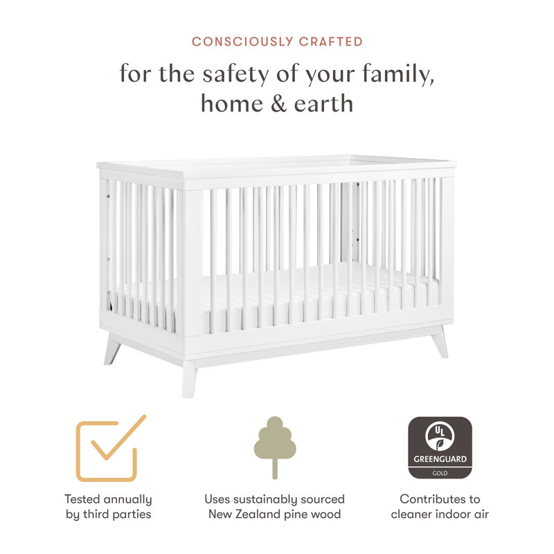 Scoot Crib And 3 Drawer Dresser, White And Washed Natural