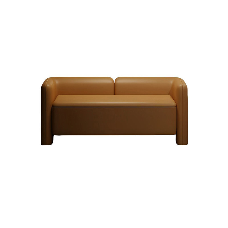 Banc de rangement rembourré en cuir Navjeevan, Orange