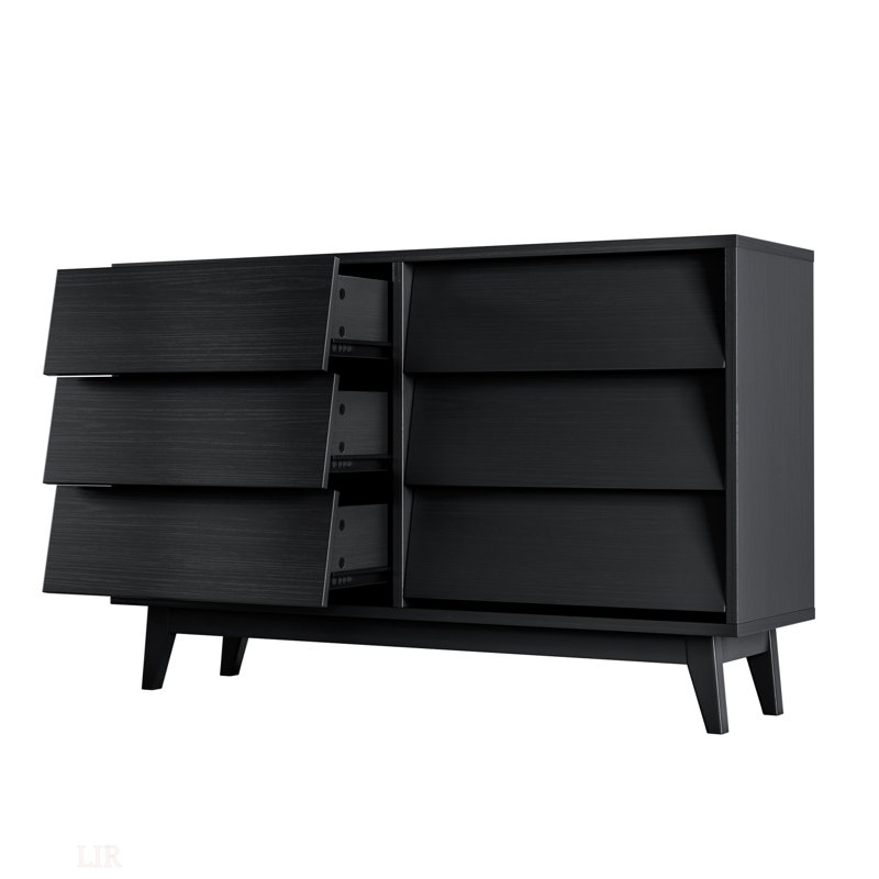 Commode 6 tiroirs 47,2 po Addyson, Noir