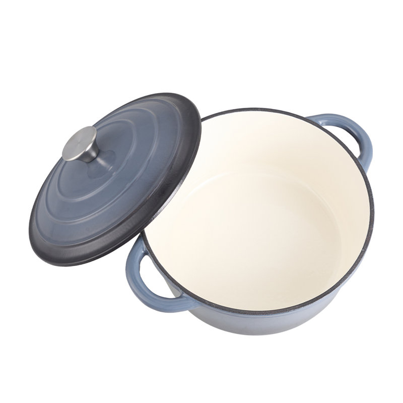 Belfry Kitchen Cast Iron Round Dutch Oven, 26cm, 5L, Grey