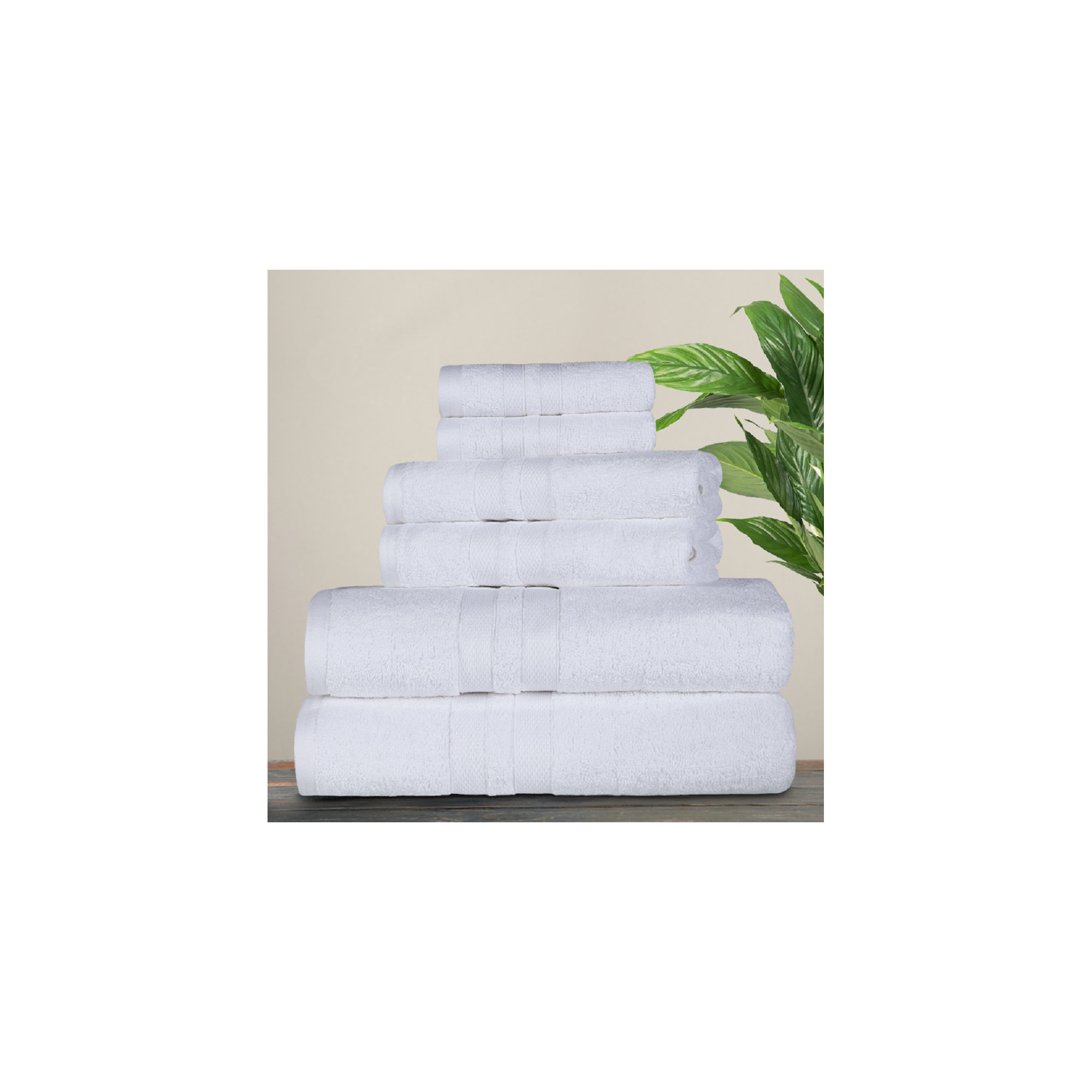 Amoy Soft 6 Piece 100% Cotton Towel Set, White