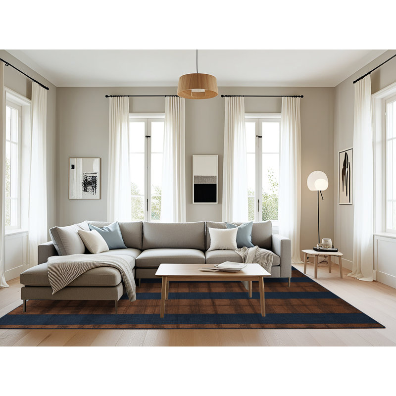 Tapis gris à carreaux lavable à la machine, Rectangle 8 pi x 10 pi