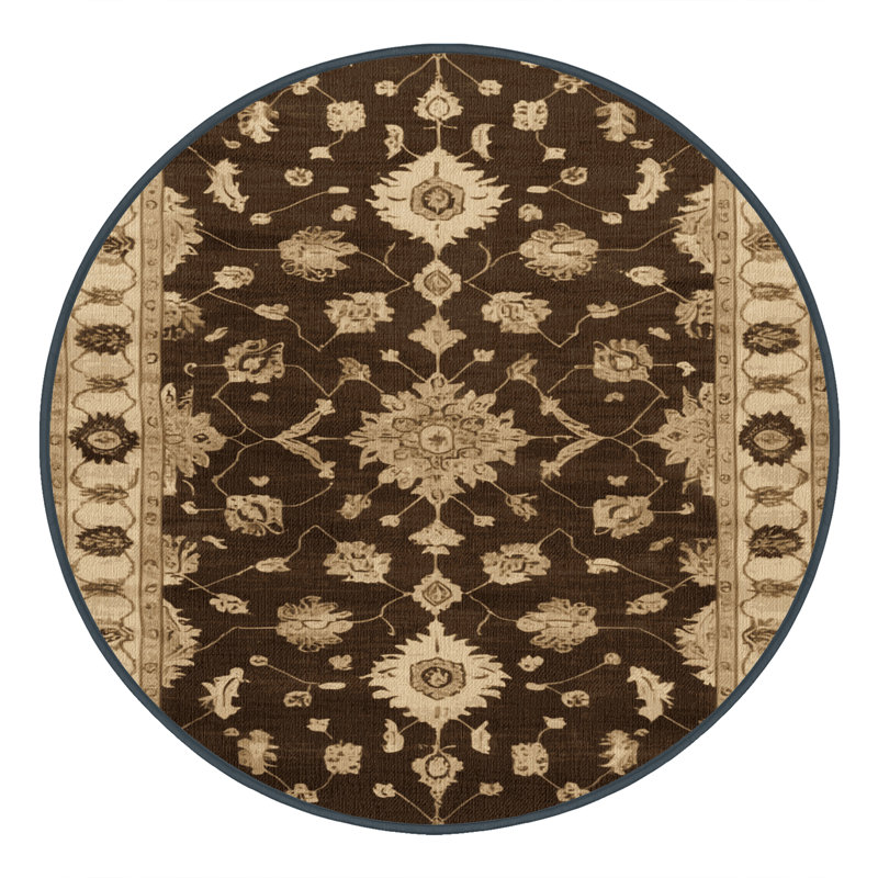 Tapis brun lavable à la machine, Rond 7 pi