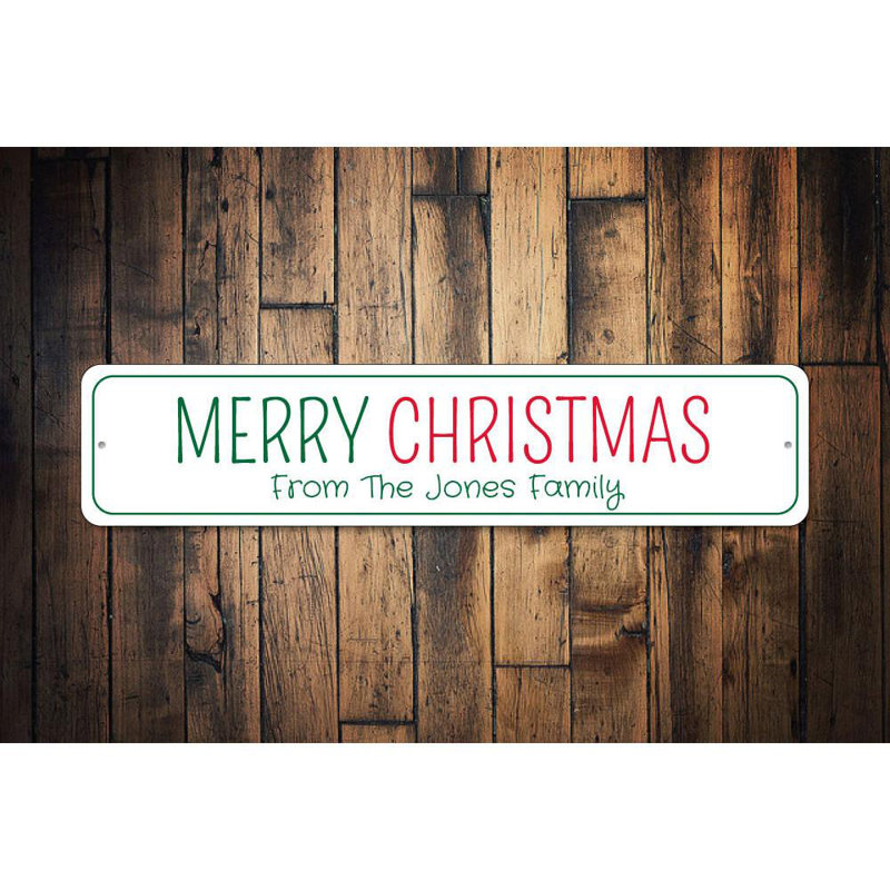 Plaque en aluminium «Merry Christmas», H 6 po x l 24 po x P 0,06 po