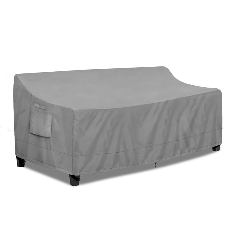 Gray Waterproof 3-Seater Outdoor Couch Cover with Air Vents and Handles