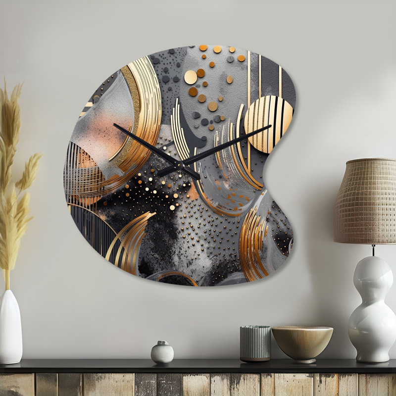 Horloge murale en forme de marbre, couleurs douces, abstrait III - horloge murale asymétrique moderne, Grand