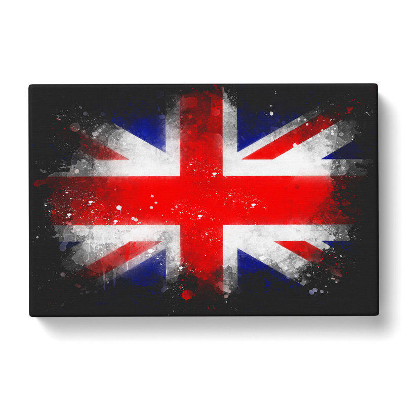 Union Jack British Flag Vol.1 Paint Splash - Wrapped Canvas, 35cm H x 50cm W x 3cm D