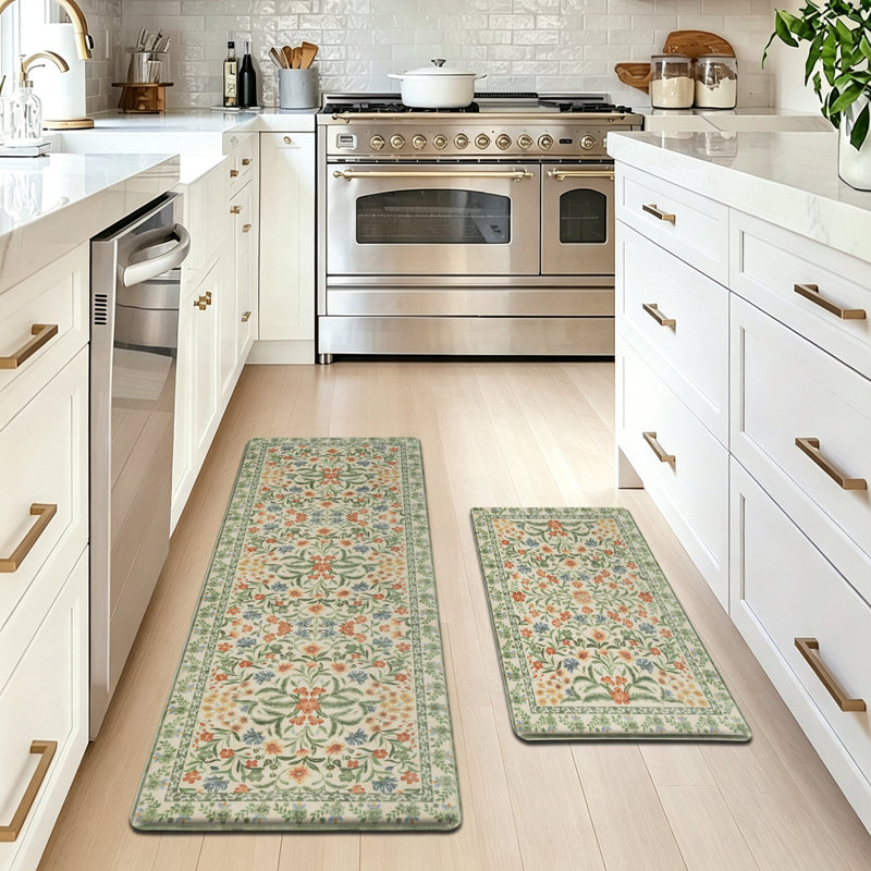 Tapis de cuisine anti-fatigue 2 pièces, Beige